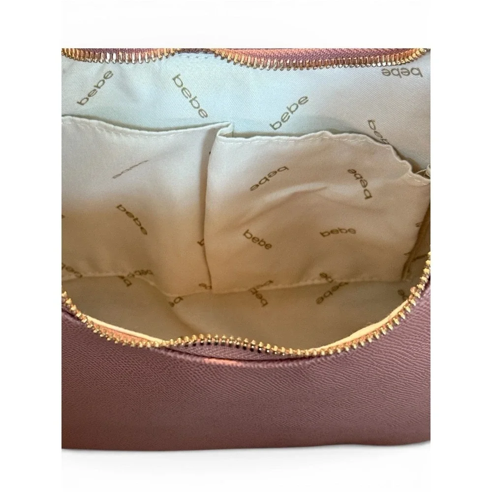 Bebe Emma Small Hobo Shoulder Bag Dark Blush Gold Chain Accents MSRP 109